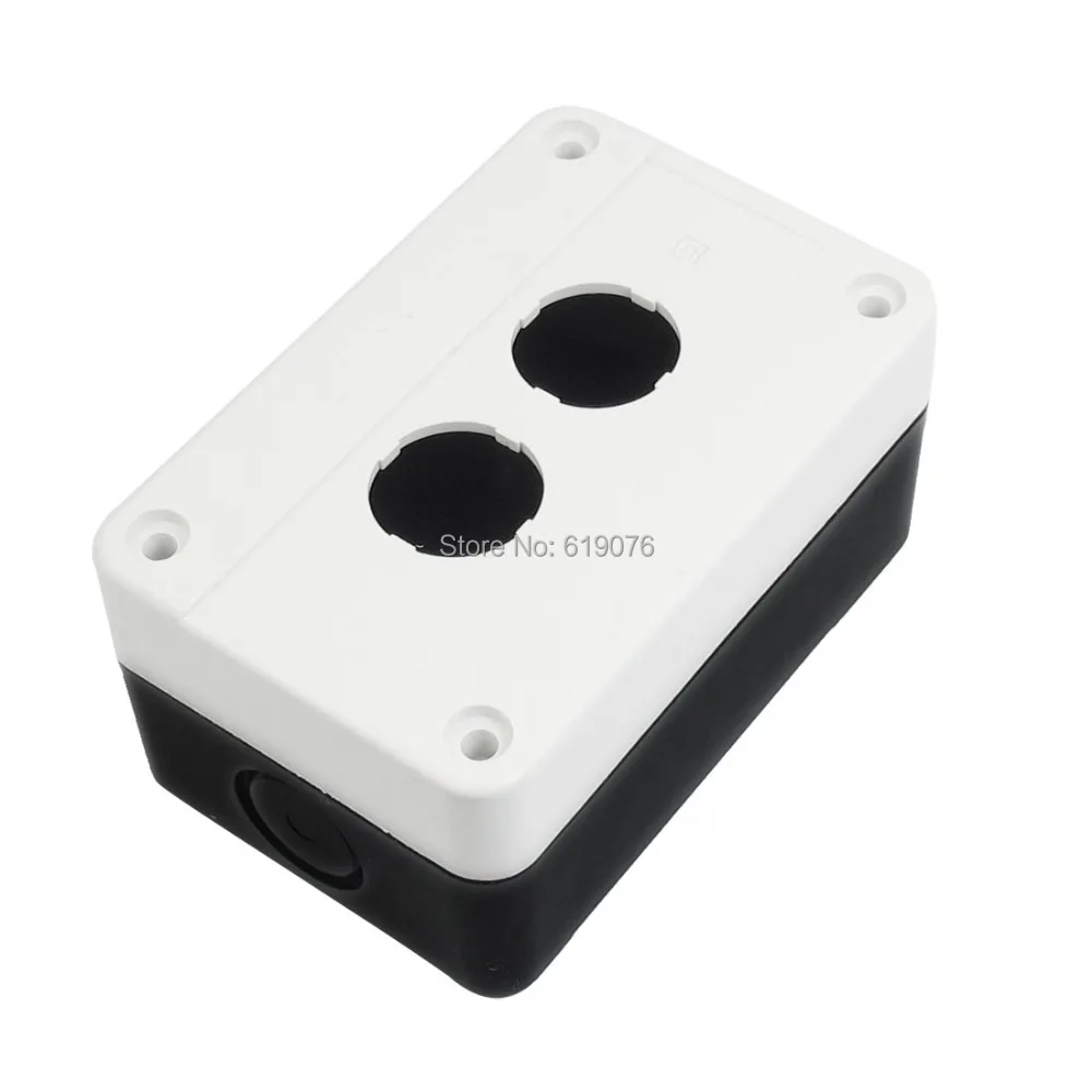 

Black White Plastic Two Push Button Switch Control Station Box Case F