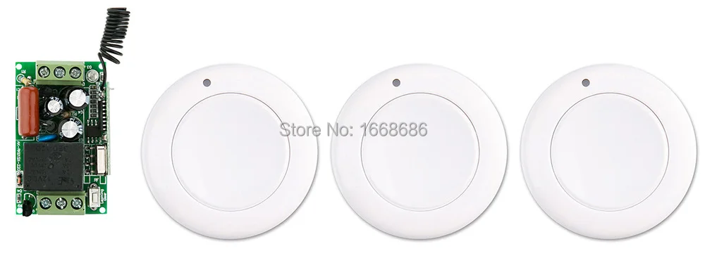 

New AC220V 1CH 10A RF Wireless Remote Control Switch System receiver & 3*White wall Panel Sticky relay Remote Smart Home Switch