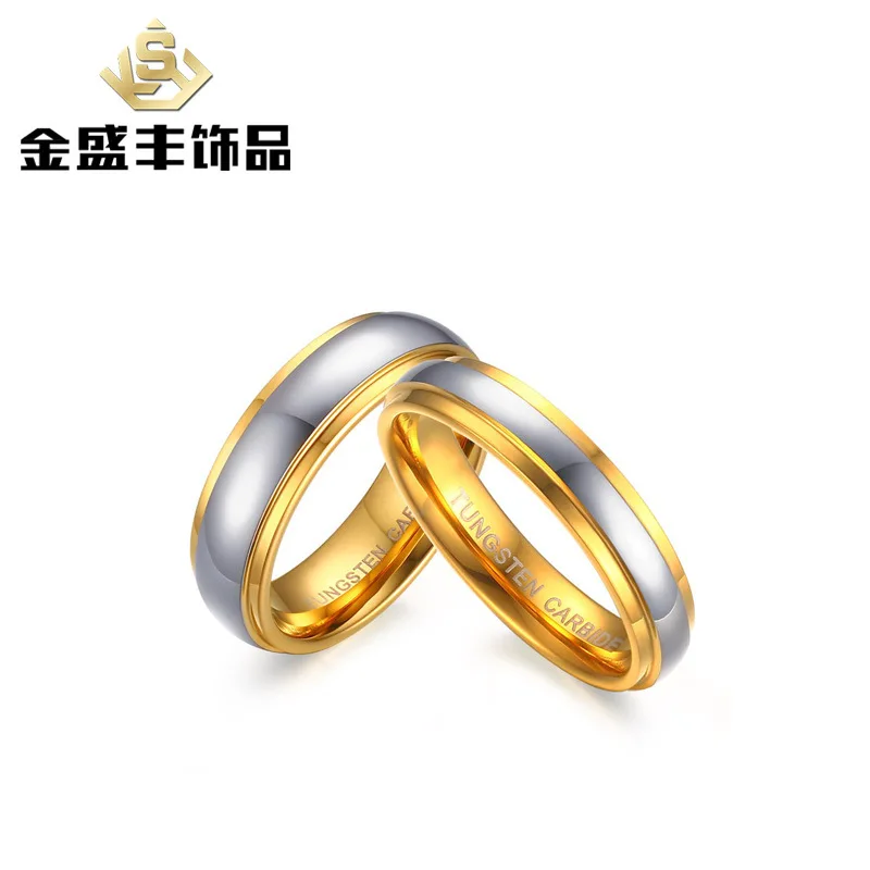 Golden couple tungsten steel rings  for lovers wedding  