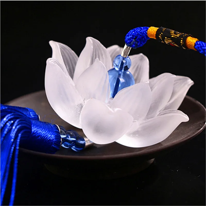 Quartz Crystal Lotus Flowers Hanging Decorations Feng Shui font b Car b font Rearview font b