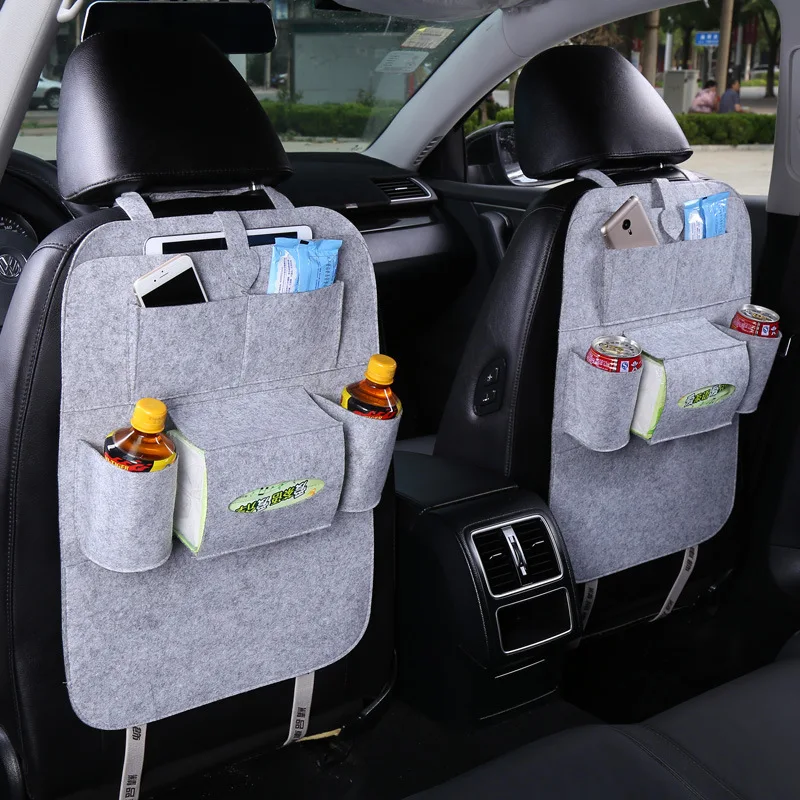 

Cysincos 1Pc Car Storage Bag Universal Back Seat Organizer Box Felt Covers Backseat Holder Multi-Pockets Container Travel Bag