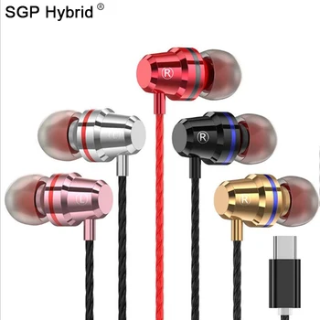 

4D Sound Super Bass USB Type C Earphone for Samsung Xiaomi Huawei Honor Sports Wired Earphone Metal phone Earbuds Type-c Headset
