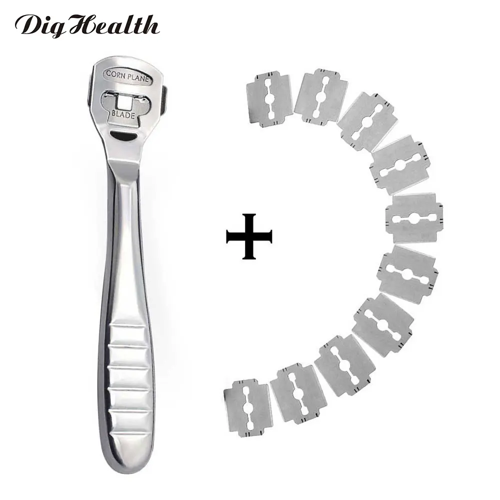 

Dighealth Stainless Steel Foot Scraper Callus Skin File Dead Skin Remover Foot rasp 14.5 cm +10 Free Carbon Steel Blades