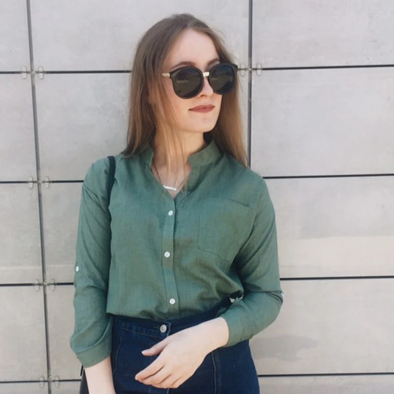 Dioufond Summer V-neck Cotton Thin Women Shirts Three Quarter Female Camisas Femininas Office Women Tops Blusas Femininas 2017