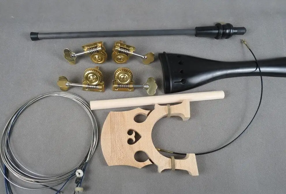 Diy Double bass parts bridge,tailpiece,unite style pegs,endpin,strings