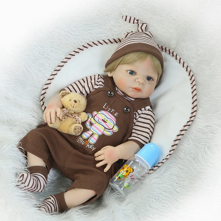 

Full Body Silicone Reborn Baby Doll Toy 55cm Newborn Boy Babies Doll Lovely Birthday Gift Fashion Play House Toy Girl Brinquedos