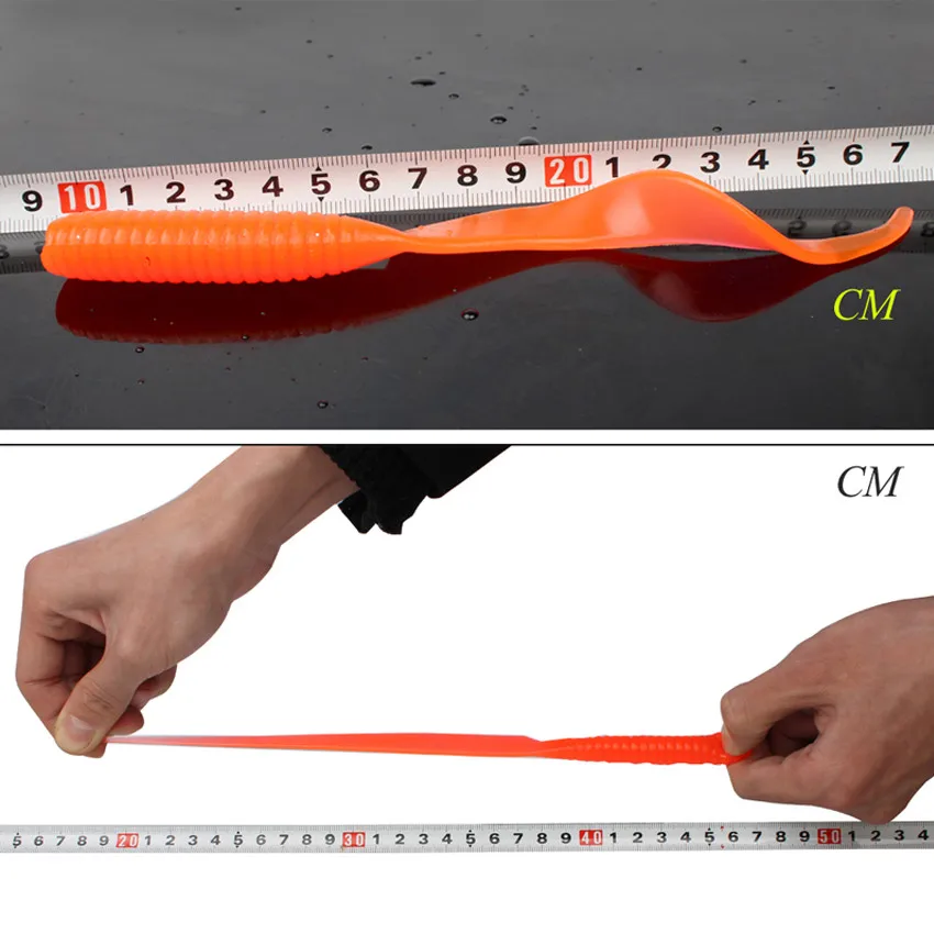 Sougayilang, большая мягкая силиконовая приманка, 10 шт./лот, искусственные мягкие приманки, 18,5 см, оранжевый червь, приманка для рыбалки