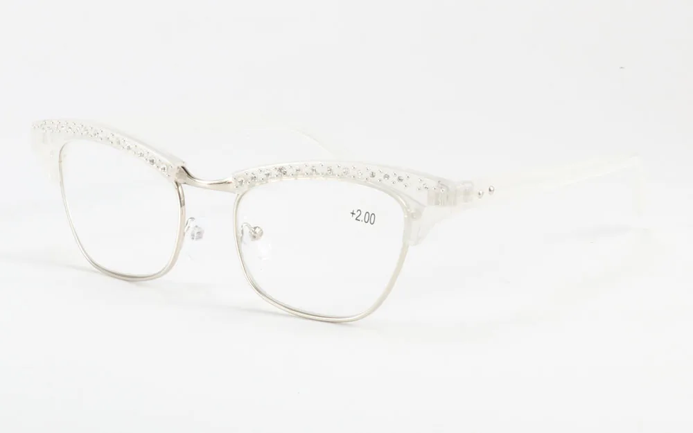 Gafas para lectura de ojos de gato elegantes de diamantes de imitación de cristal para mujer Gafas para lectura de ojos de gato elegantes de diamantes de imitación de cristal para mujer
