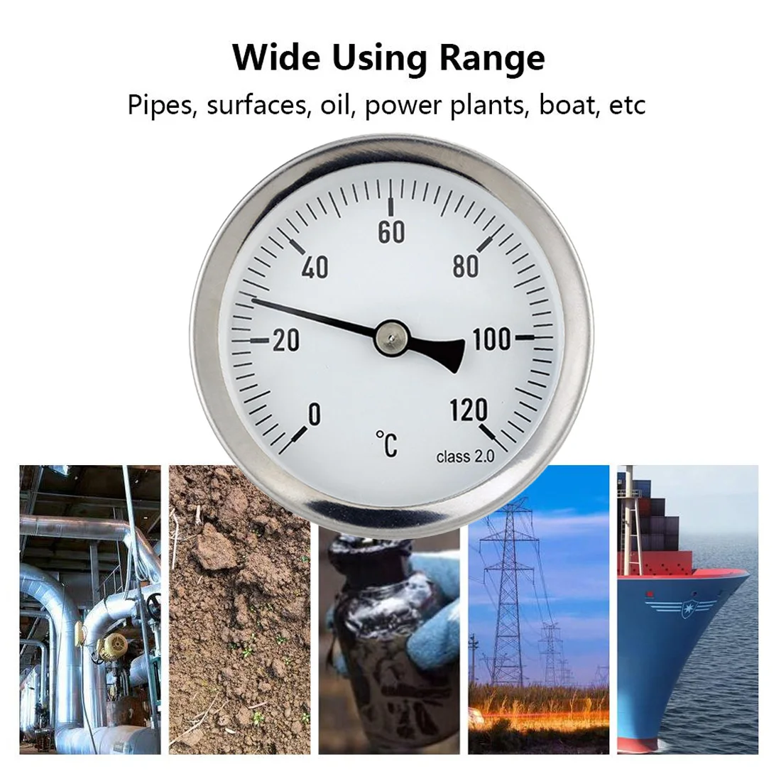 63 мм Циферблат горизонтальный термометр алюминиевый измеритель температуры для жидкой воды 0-120 градусов