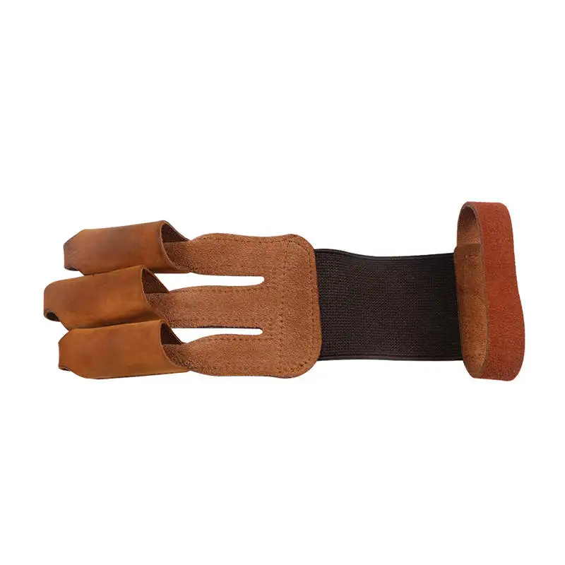 3 Finger Fingers Protect Glove Leather Left Hand Archery Arrow Bow Hunting Shooting Protective Finger Entertainment Tool