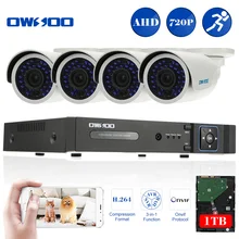 Owsoo 4ch CCTV Системы комплект 1080n AHD DVR 4 шт. Водонепроницаемый IR 720 P камер безопасности наружного видеонаблюдения Системы комплект с 1 ТБ HDD