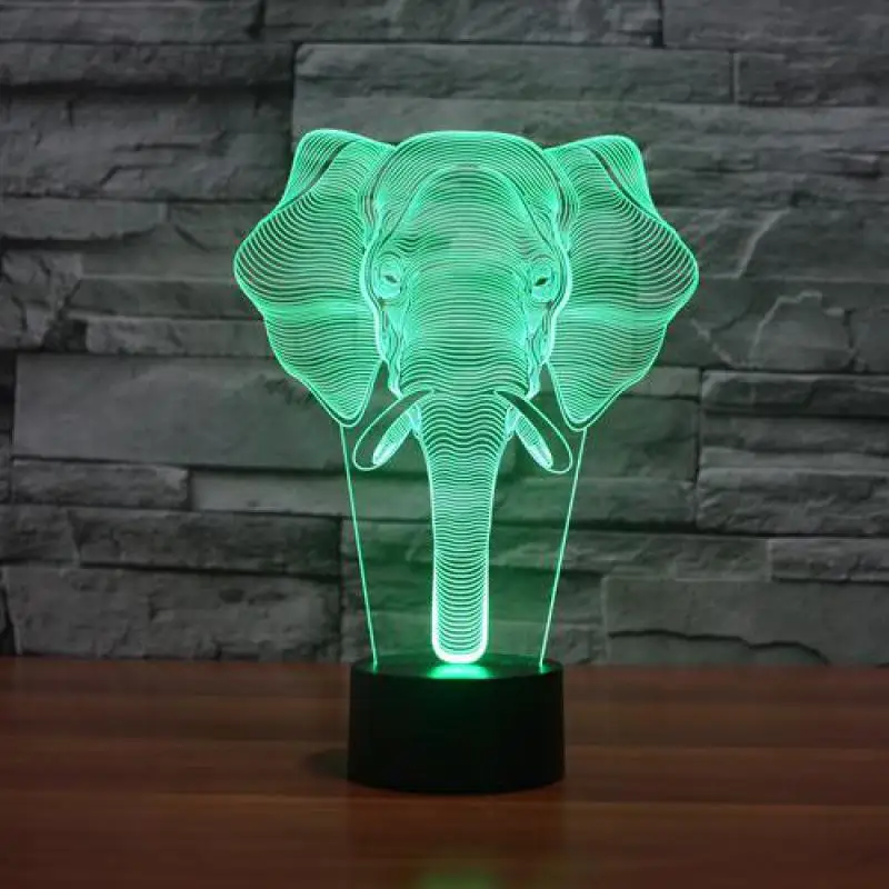 

2017 elephant colorful 3D lamp LED acrylic Table Lamps visual stereotouch gift Desk Lam Powerbank Luminaria 3d Led Night Light