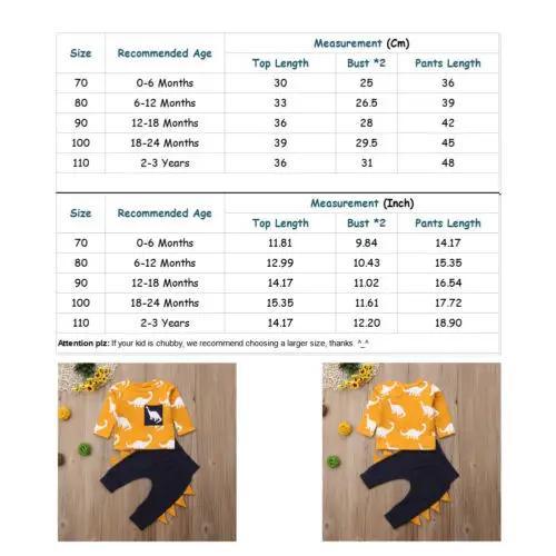 Костюмы для новорожденных милые комплекты одежды с рисунком динозавра для маленьких мальчиков и девочек Детские хлопковые топы+ штаны, комплекты одежды из 2 предметов