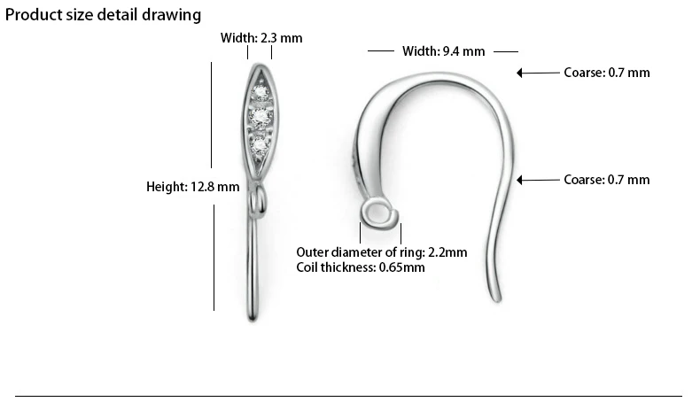 925 пробы Серебряный ушной крючок микро-инкрустированные циркониевые серьги-Крючки Позолоченные ручные DIY серьги аксессуары