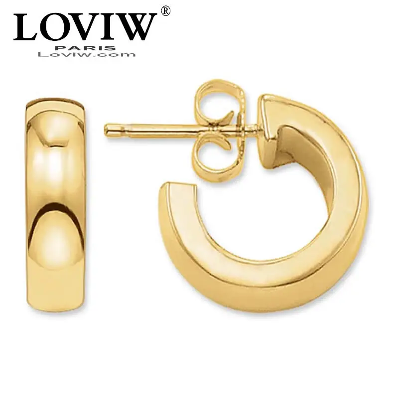 

Creole Hinged Hoop Earrings ear hoop New Trendy Gold Color Fashion thomas Jewelry Geometric 925 Sterling Silver Gift For Women