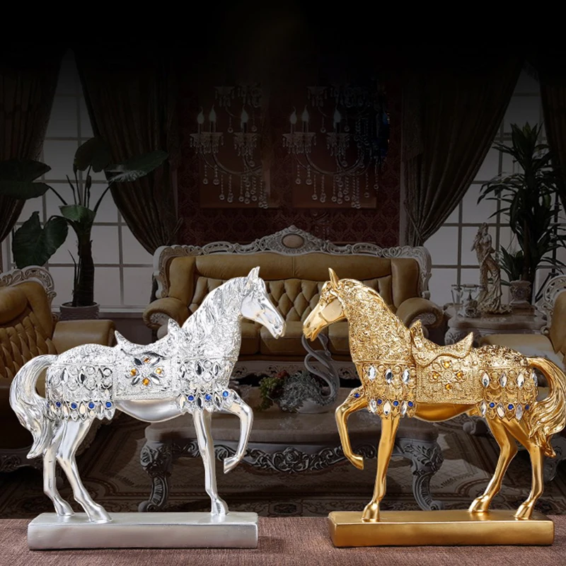

ERMAKOVA Modern Creative Resin Walking Horse Figurine Statue Animal Sculpture Home Office Desktop Decoration Gift