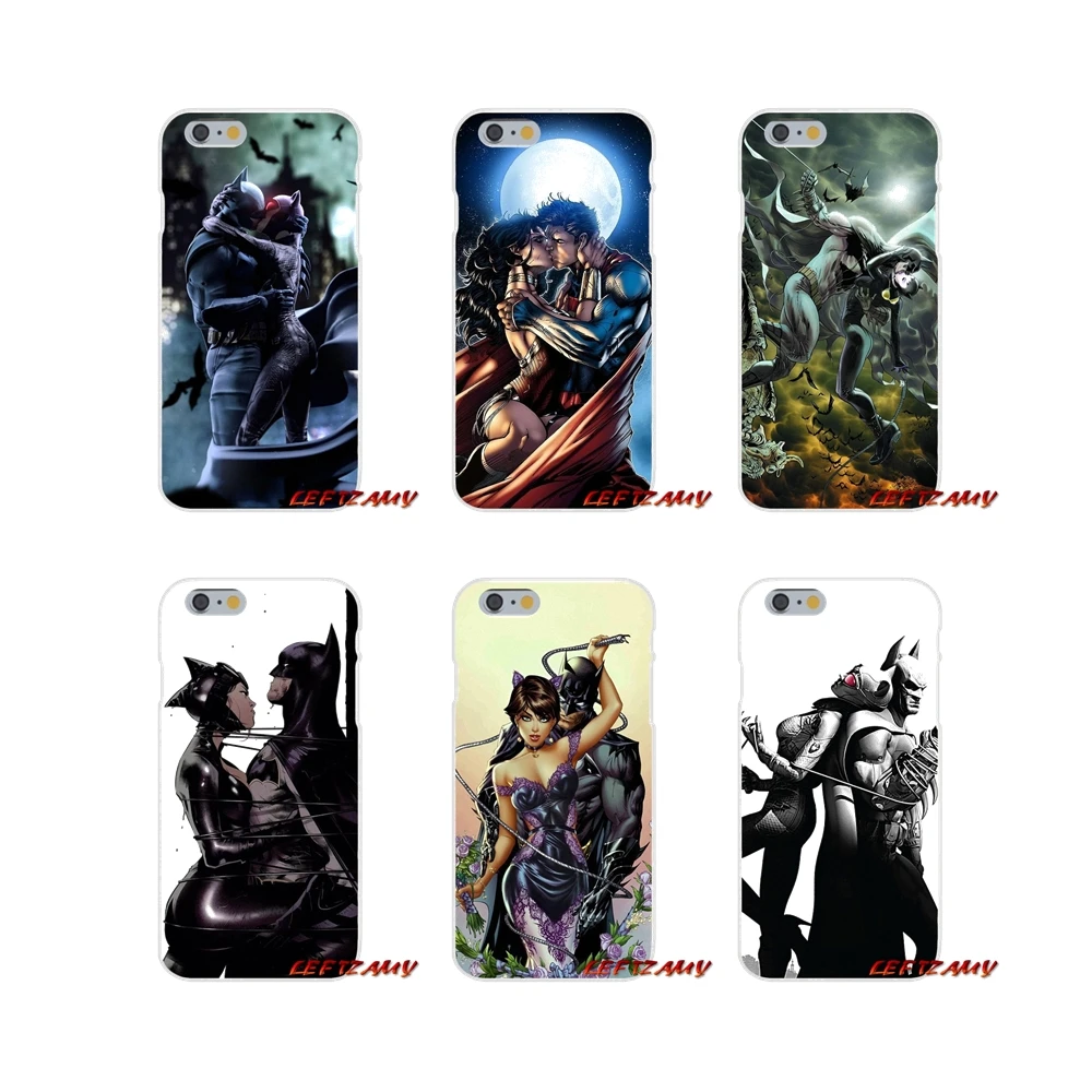 

For iPhone X XR XS MAX 4 4S 5 5S 5C SE 6 6S 7 8 Plus ipod touch 5 6 Batman Cat Woman Kissing Accessories Phone Shell Covers