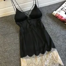 Женские кружевные сексуальные полупрозрачные пижамы с v-образным вырезом, женская ночная рубашка в стиле пэчворк, женские ночные рубашки, новинка