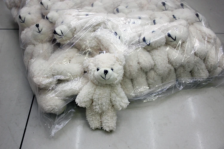 20pcs lot Mini Joint Teddy Bear plush toys chain white gummy bears 12cm animal for Wedding