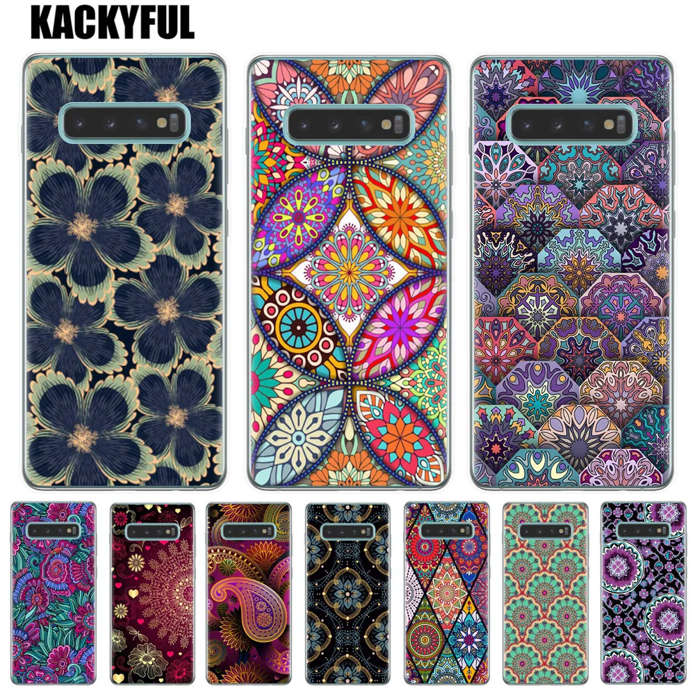 

Mandala Flower Soft TPU Phone Case For Samsung Galaxy S10e S6 S7 Edge S8 S9 10 Plus M10 M20 M30 Clear Silicone Back Cover Coque