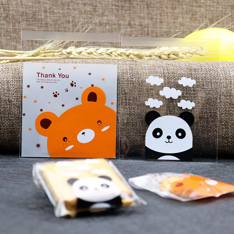 50/100 шт мультфильм панда конфеты пакеты для печенья самоклеящиеся одежда для свадьбы, дня рождения подарочный пакет Baby Shower декор для упаковки
