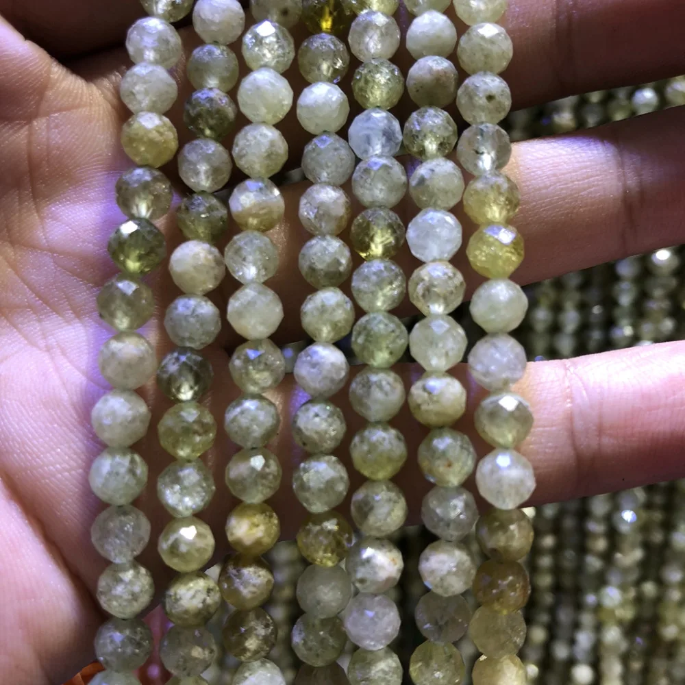 5 strings Lot Faceted Tiny Small Beads,Natural Peridot Beads 2mm 3mm Faceted Round Tiny Spacer Beads,15.5\