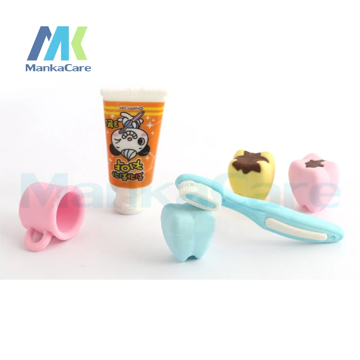 1 Bag Special Cute Tooth+Cup+Toothbrush+Toothpaste mini Rubber Eraser