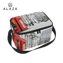ALAZA модный телефон стенд сумка-холодильник с узором Портативная сумка для еды термальная многофункциональная сумка британский стиль для пикника на молнии сумка для ланча