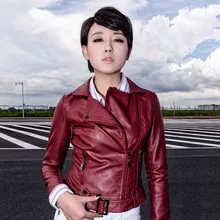 Women’s PU leather jacket 2016 New Arrival fashion lapel oblique zipper leather short paragraph plus size Slim pu leather jacket