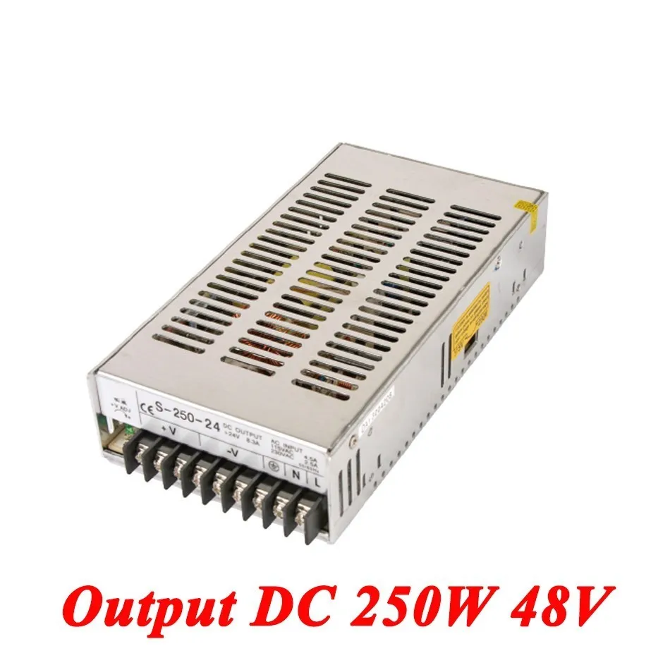 S-250-48 переключение Питание 250 W 48 v 5.2A, одиночный выход smps Питание для светодиодной ленты, AC110V/220 трансформатор к DC 48 V