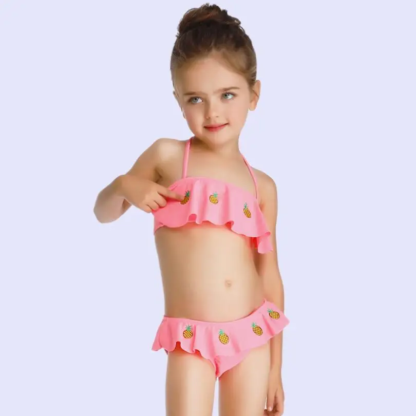 

Children Pineapple Print Bikini Baby Girl Sport Swimsuit Sexy Swimwear Bathing Suit Kids Hanging Bikini Set Push Up Swimwear 537