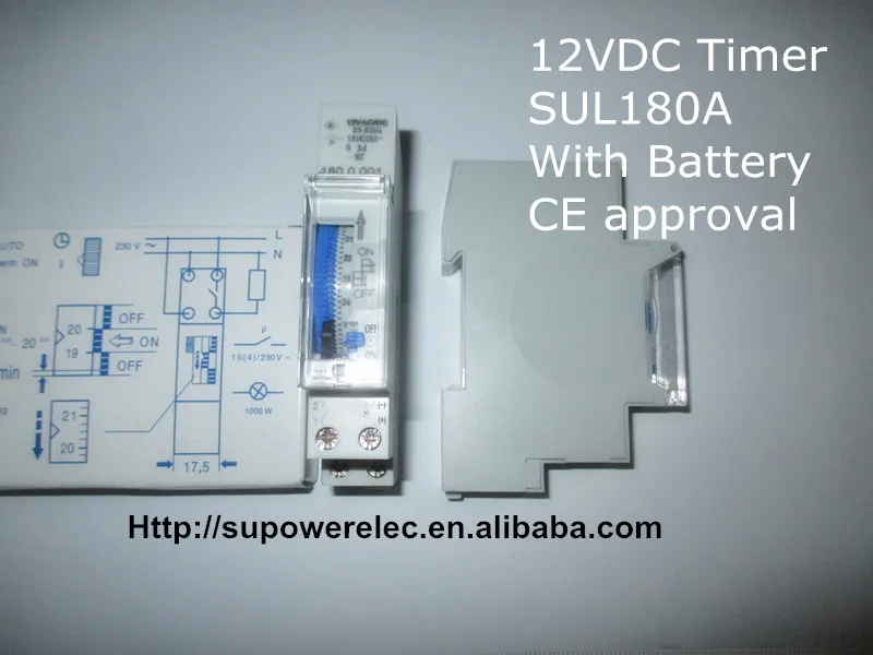 SUL180A 12 V AC/DC Постоянный ток din-рейка с Батарея 24 часа в сутки программируемый механический таймер THEBEN аналоговые реле времени