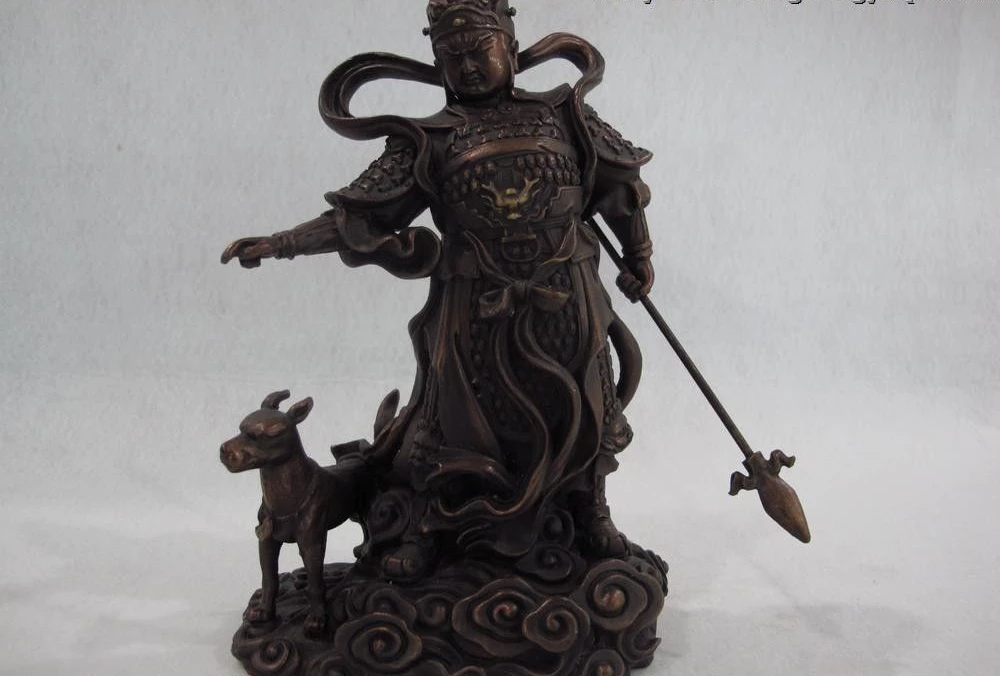 

8 Chinese Red bronze famous fable Yang Jian Erlangshen Taoism God warrior Statue