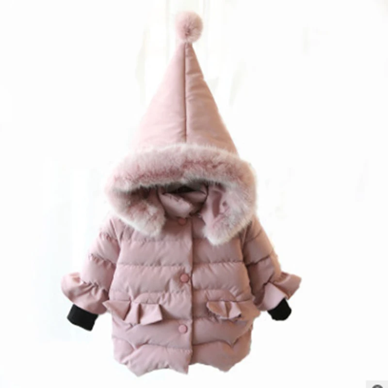 

Children's Clothing 2018 Autumn Baby Girl Winter Clothes Wool Ball Hat Baby Coat Children Warm Outerwear Coats 1-5y