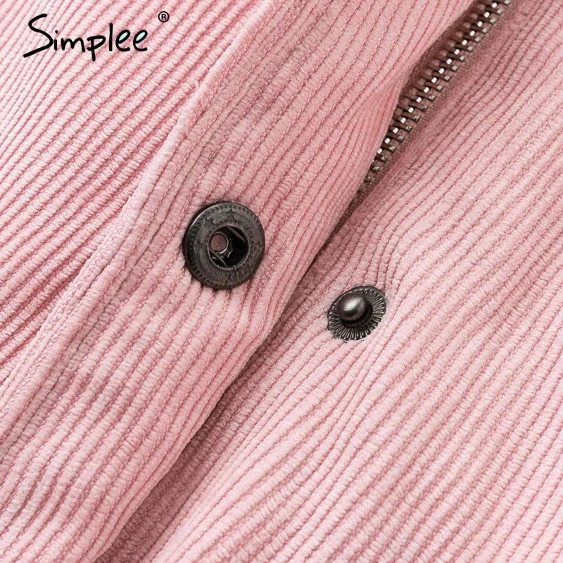 Simplee Faux fur splice hooded corduroy thick parka Winter warm soft padded coat Women 2018 lapel streetwear fashion overcoat