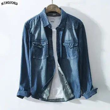 

Good quality 2018 Spring and Autumn Mens vintage denim shirts casual mens 100% cotton lapel shirts fashion men's clothing tops