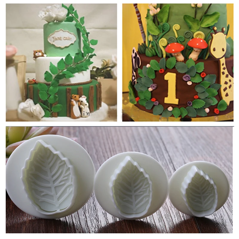 3 шт./компл. розовые листья Пластиковые Торт Fondant(сахарная) сахарные печенья декоративные резаки Mold инструмент Кондитерский Инвентарь