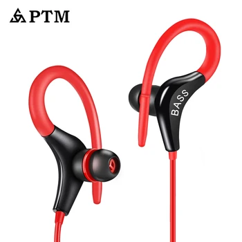 

PTM Bass Sound Earphone Ear Hook Sports Headphones with mic for xiaomi iPhone Samsung Headset fone de ouvido auriculares MP3 MP4