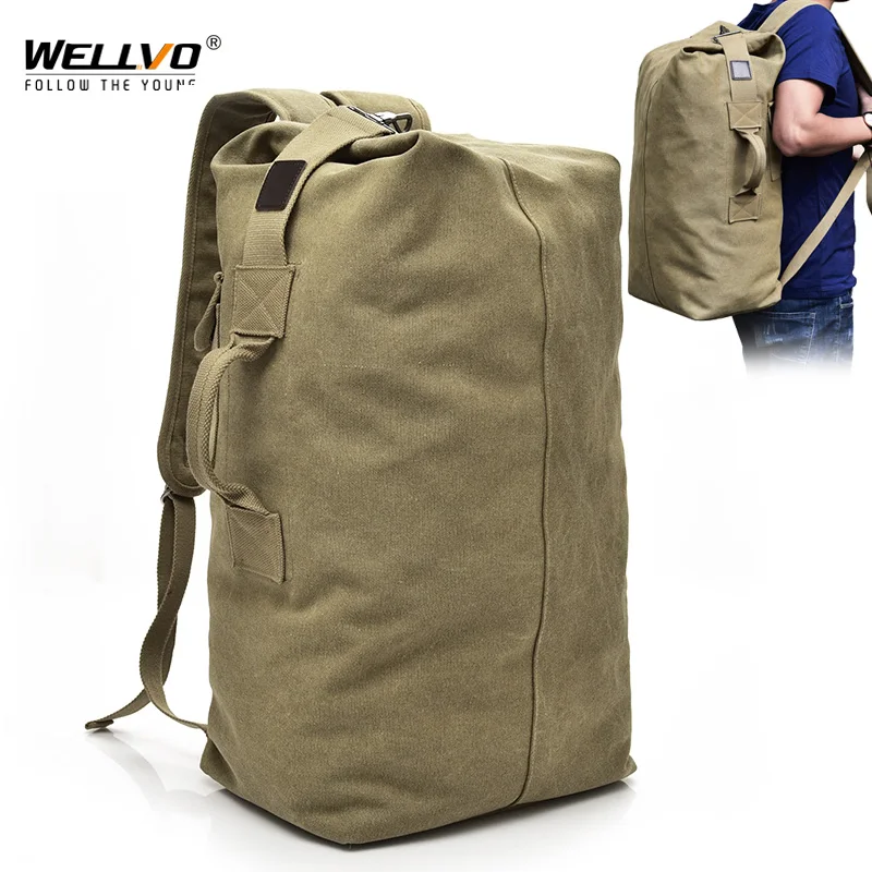 Men's Military Canvas Backpacks Multi-purpose Bucket Travel Bag Large Shoulder Bags Men Army Tourist Foldable Hand Bag XA1934C