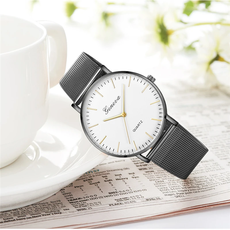 Горячая Распродажа, новые роскошные Брендовые Часы Geneva, женские часы, мужские часы, кварцевые аналоговые наручные часы из нержавеющей стали, reloj mujer