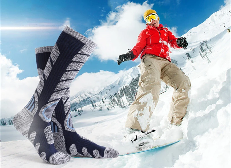 Носки для спорта на открытом воздухе мужские женские зимний теплый для катания на лыжах носки для велоспорта футбол лыжный бег Кемпинг Туризм колено высокие мягкие термоноски
