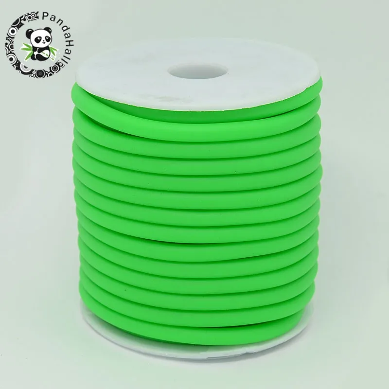 5 мм Pandahall силиконовый шнур 7 цветов нить проволока для изготовления ювелирных изделий полый обернутый вокруг белого пластика Катушка Шнур около 10 м/рулон - Цвет: LimeGreen