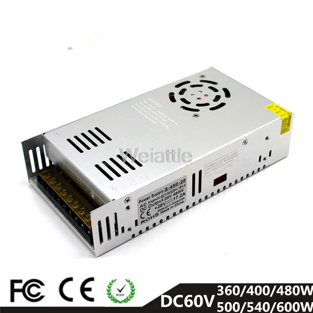 

DC60V 360W 400W 480W 500W 540W 600W LED Light Belt Driver Switching Power Supply 110/220VAC Transformer Monitoring CCTV CNC