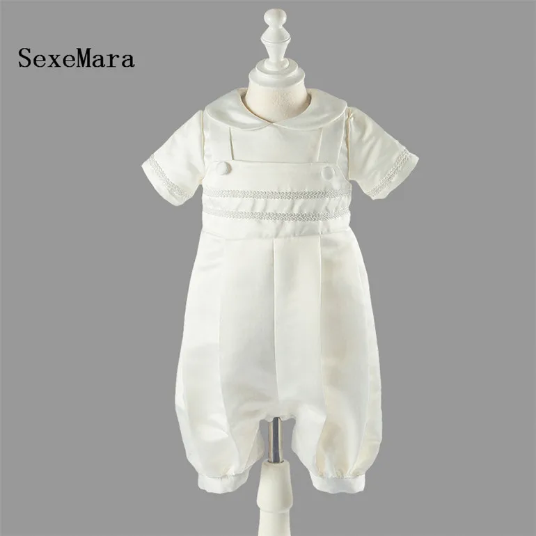 New Ivory White Infant Gown Baby Boys Baptism Dress Christening Gown Size 0 3 6 9 12 Months