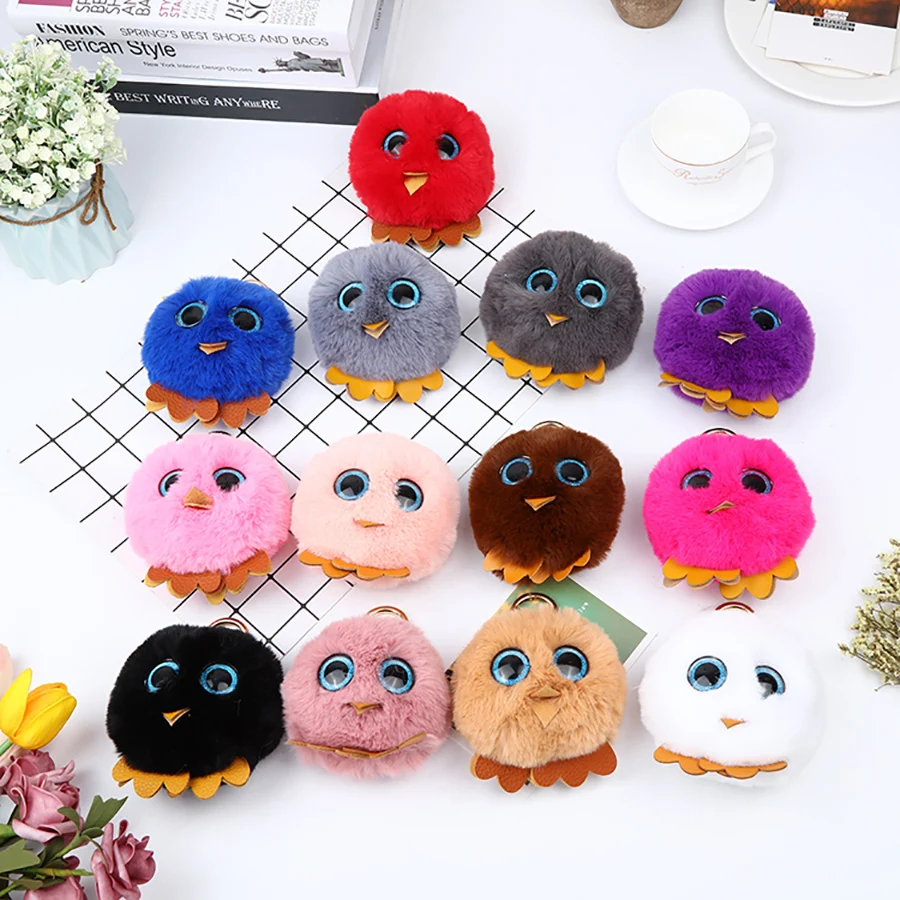 Trendy Plush Soft Cartoon Animals Stuffed Mini Big Eyes Owl Plush Key chain Bag Xmas Pendants Cartoon Lovely Pendant Gift K0001