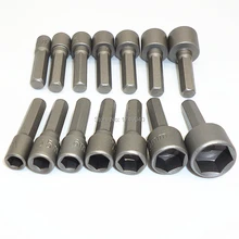 14 шт. набор силовых гаек, метрический SAE Стандартный торцевой ключ 1/" с шестигранным хвостовиком, электроинструменты для силовых дрелей и ударных устройств