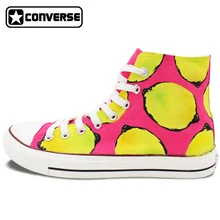 Lemon Original Design Converse All Star Women Men Shoes Custom Hand Painted Shoes Pink Yellow High Top Canvas Sneakers Gifts