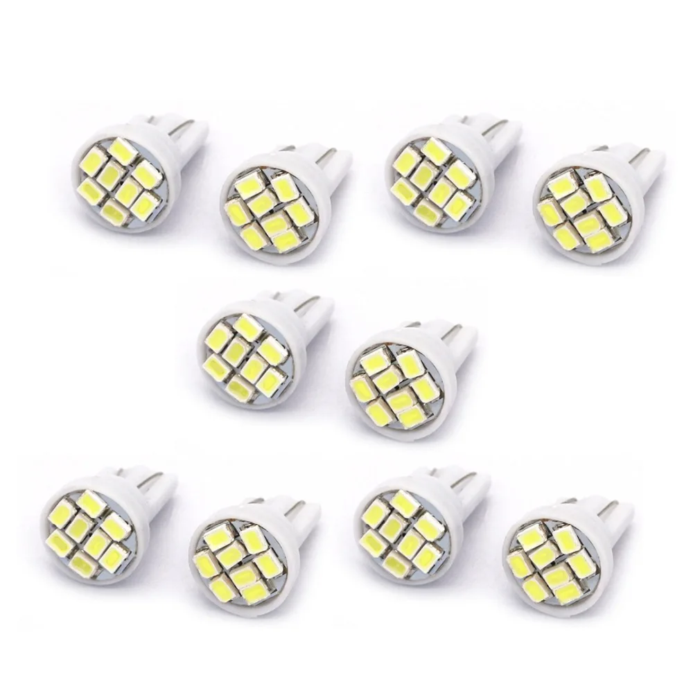

10 x DC 12V T10-3020-8SMD LED Highlight Clearance Lights License Plate Light Bulbs For Motorcycle Car Vehicle