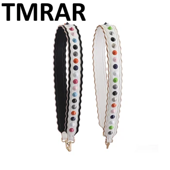 

New 2019 Split Leather round studs panelled handbag belt trendy design bags strap bag parts bag accessory easy matching qn293