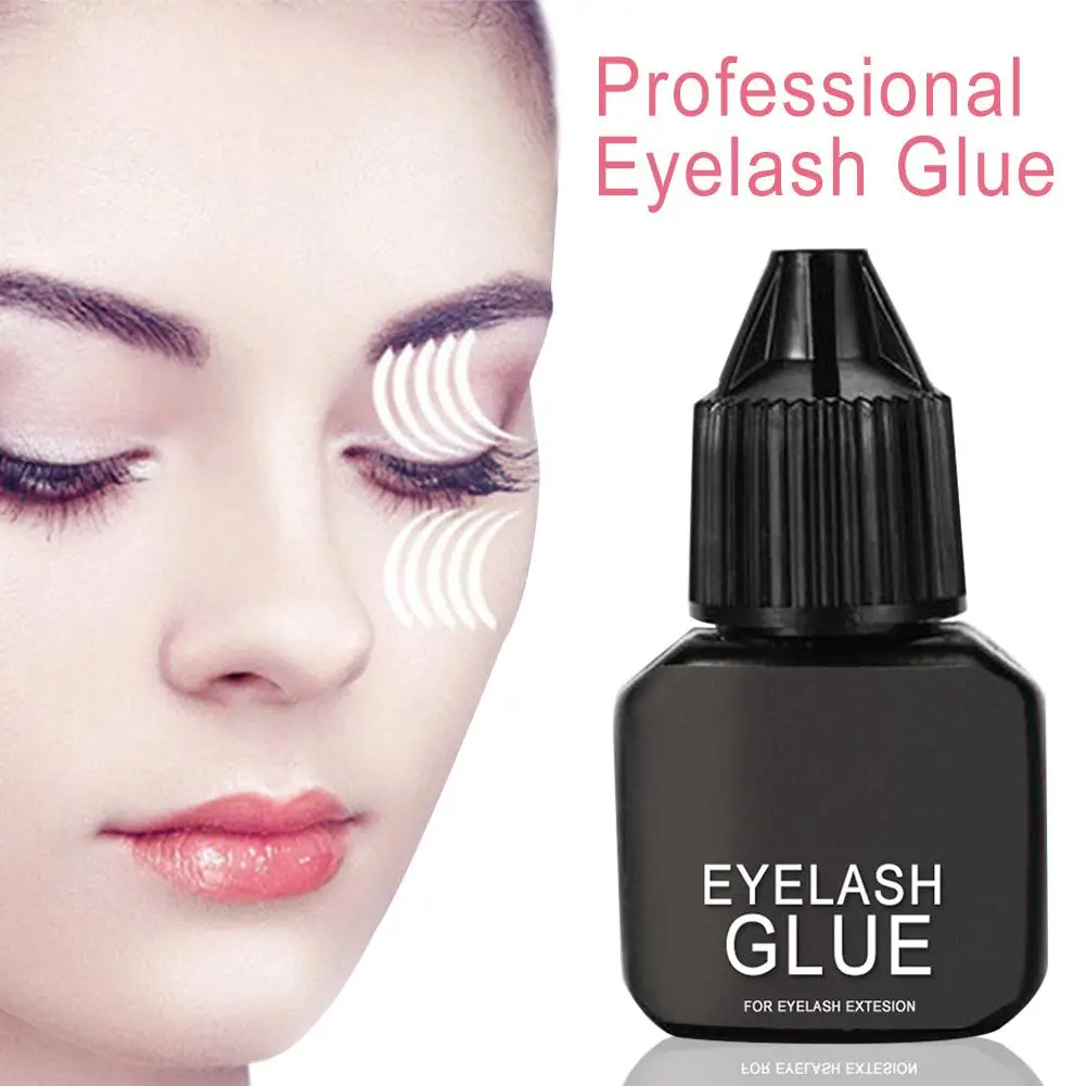 

1 Bottle 5ml Lady Black Eyelash Extension Glue Fast Drying False Eyelash Extension Glue Over 7 Weeks Make Up Professional Tools